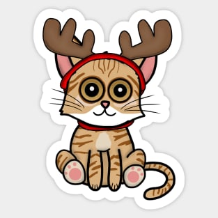 Reindeer Kitty (Large Print) Sticker